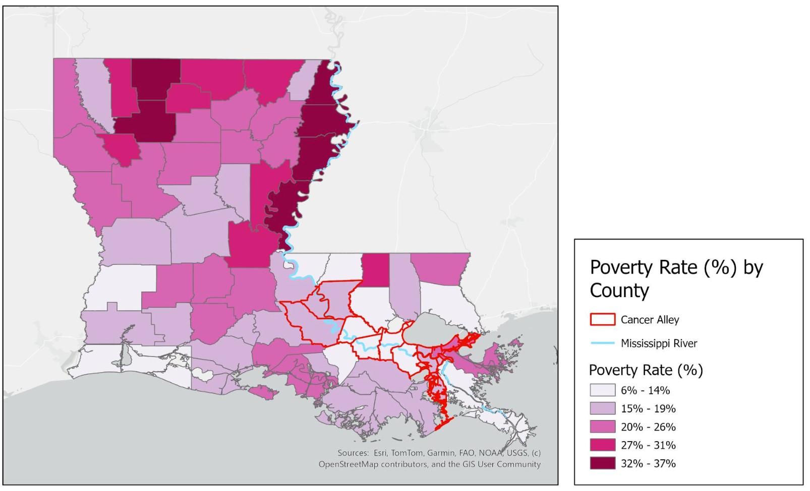 Poverty Rate Distribution Across Louisiana